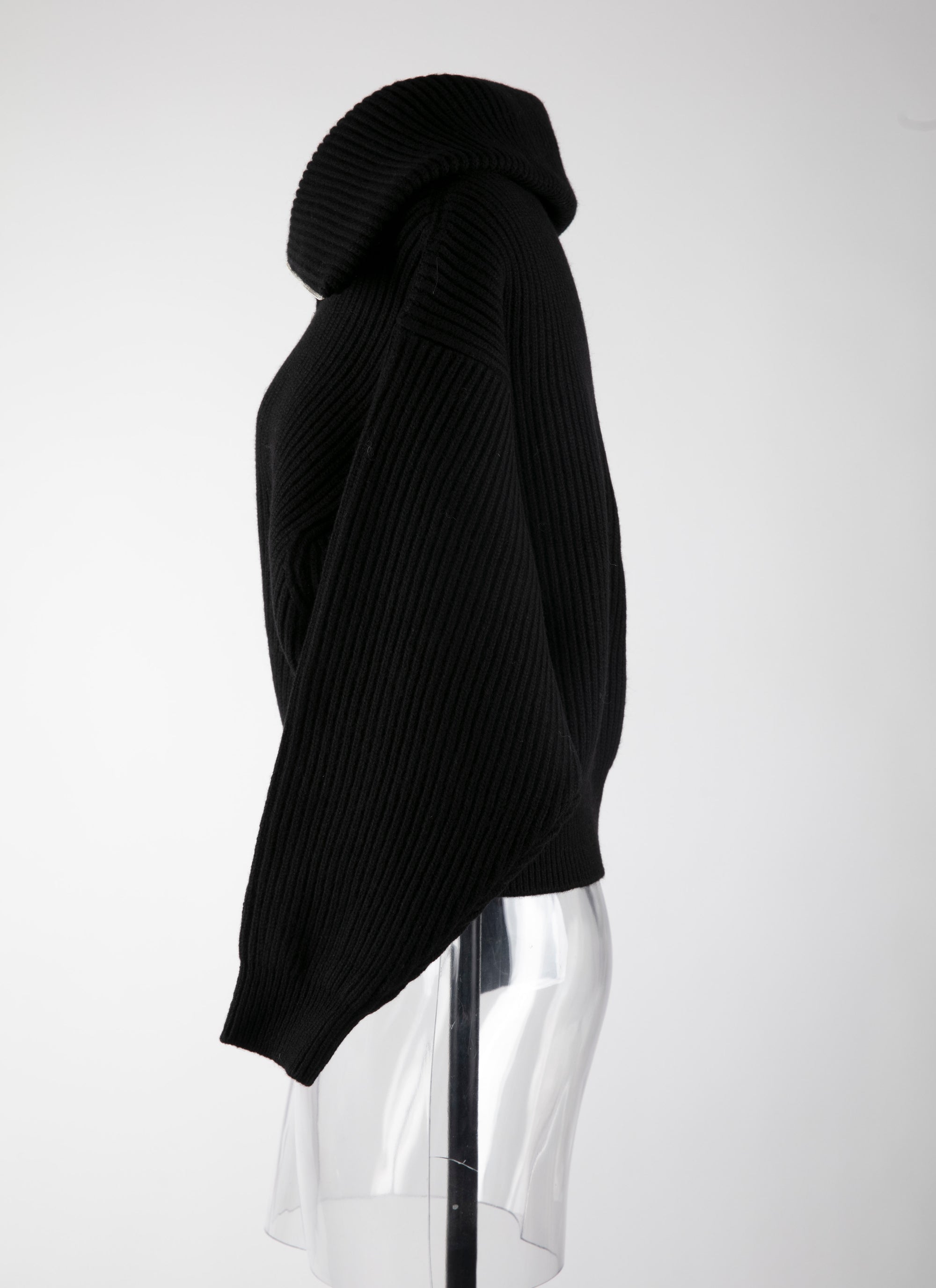 Wool zip neck jumper - Black intense