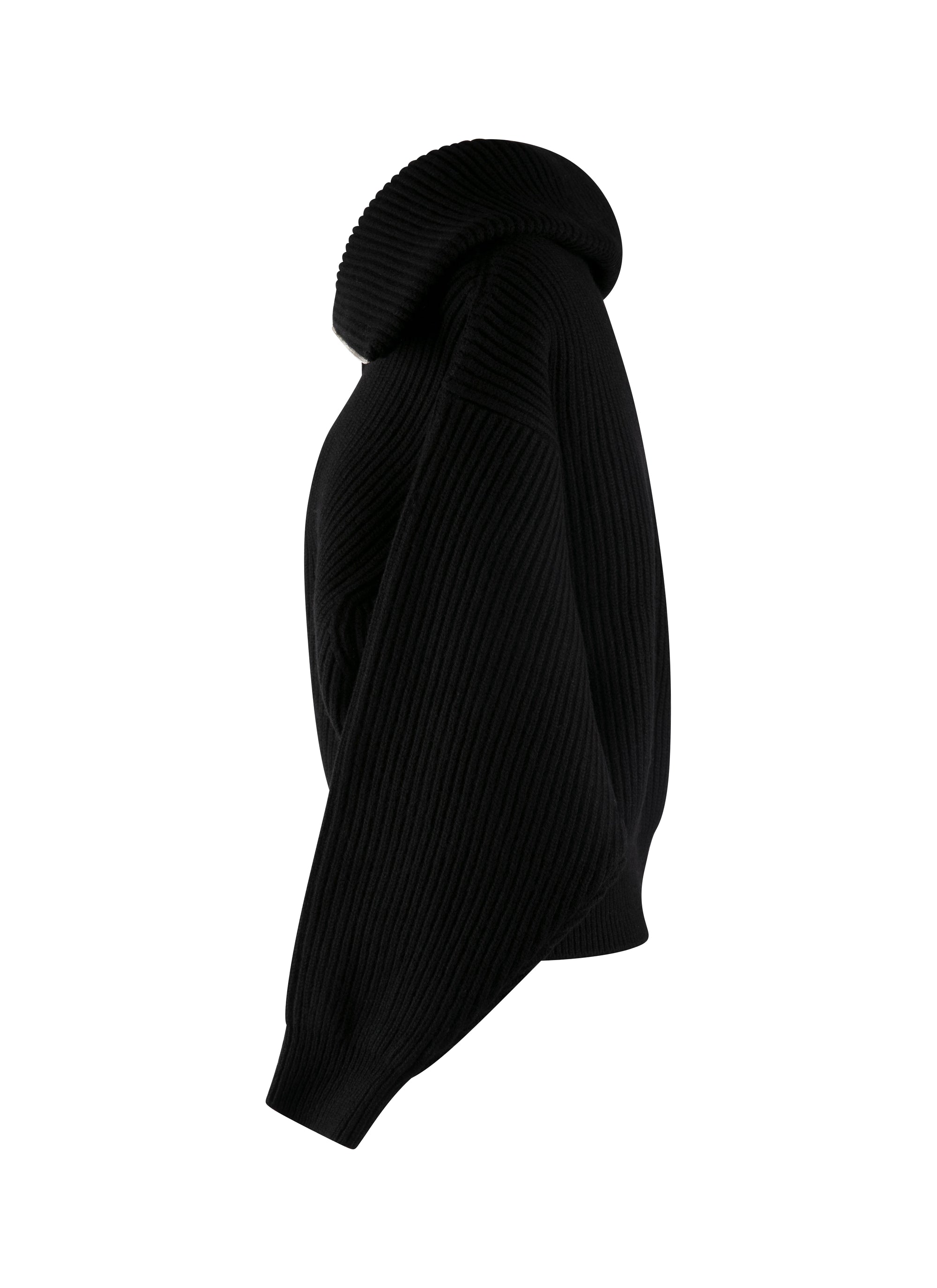 Pull à col zippé en laine et cachemire - Noir
