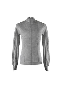 Long-sleeved cashmere turtleneck jumper - Mottled grey