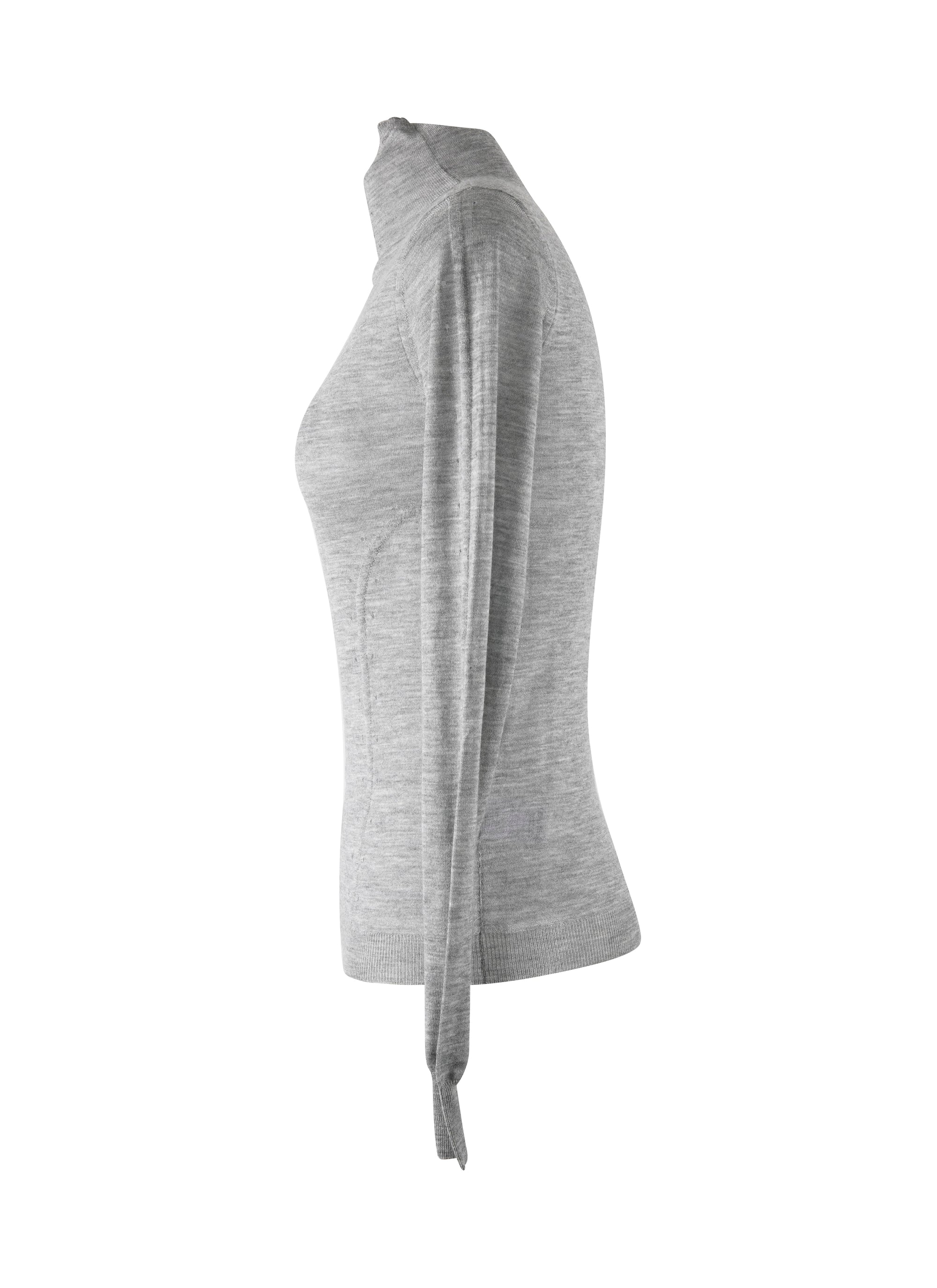 Long-sleeved cashmere turtleneck jumper - Mottled grey
