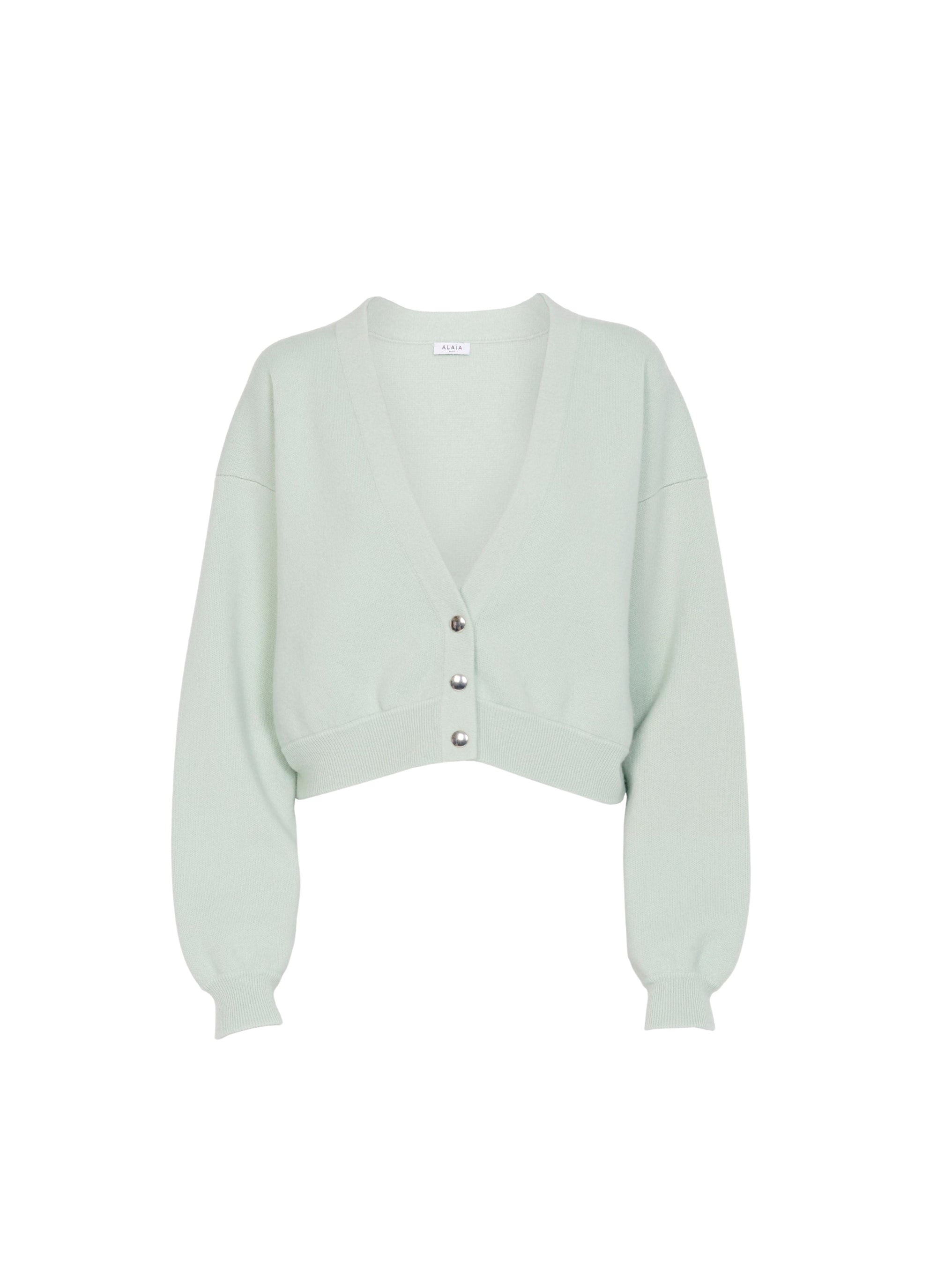 Cardigan court en cachemire - Vert Amande