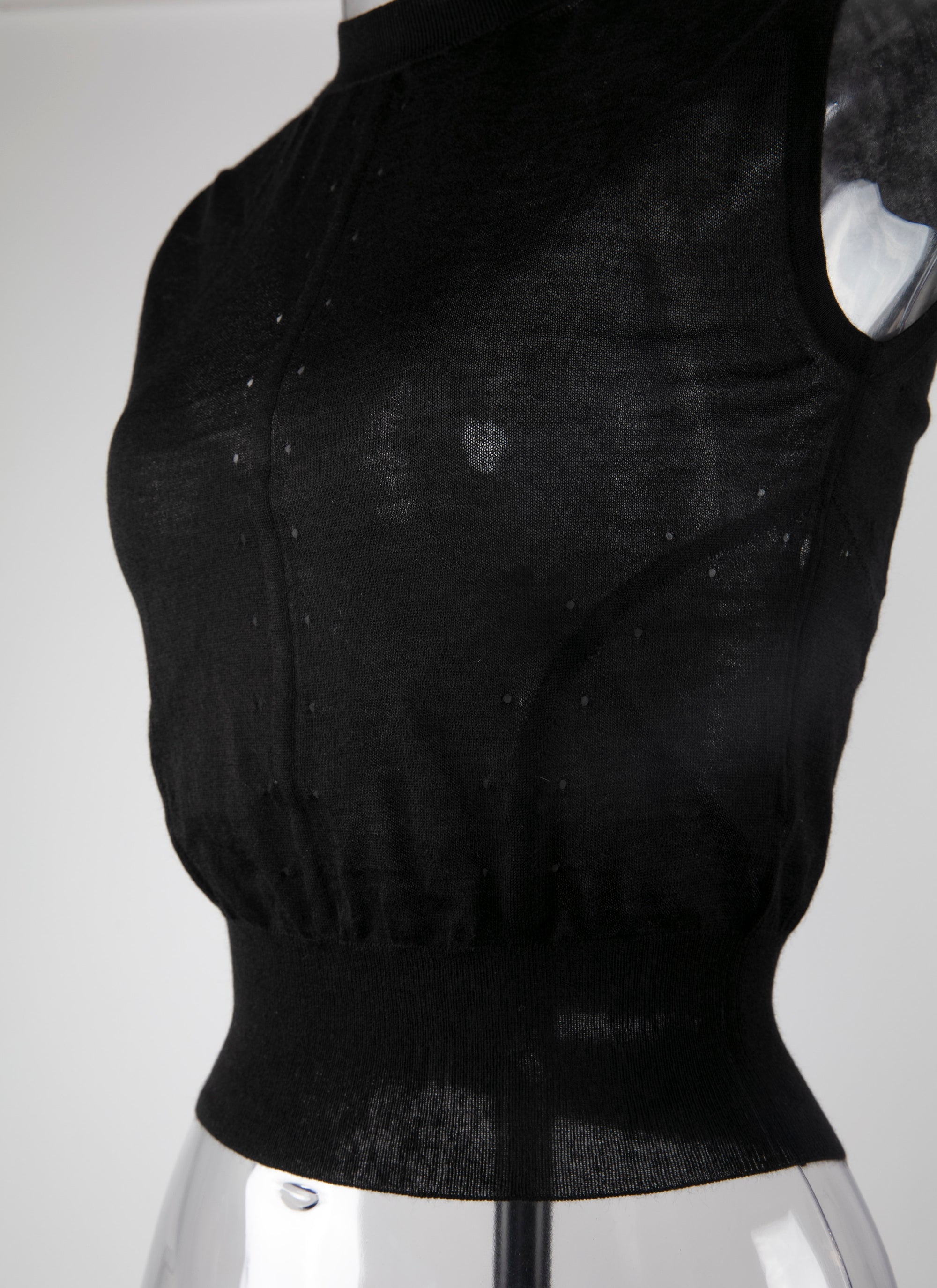 Pull court sans manches en cachemire - Noir