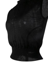 Pull court sans manches en cachemire - Noir
