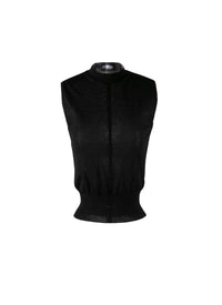Pull court sans manches en cachemire - Noir