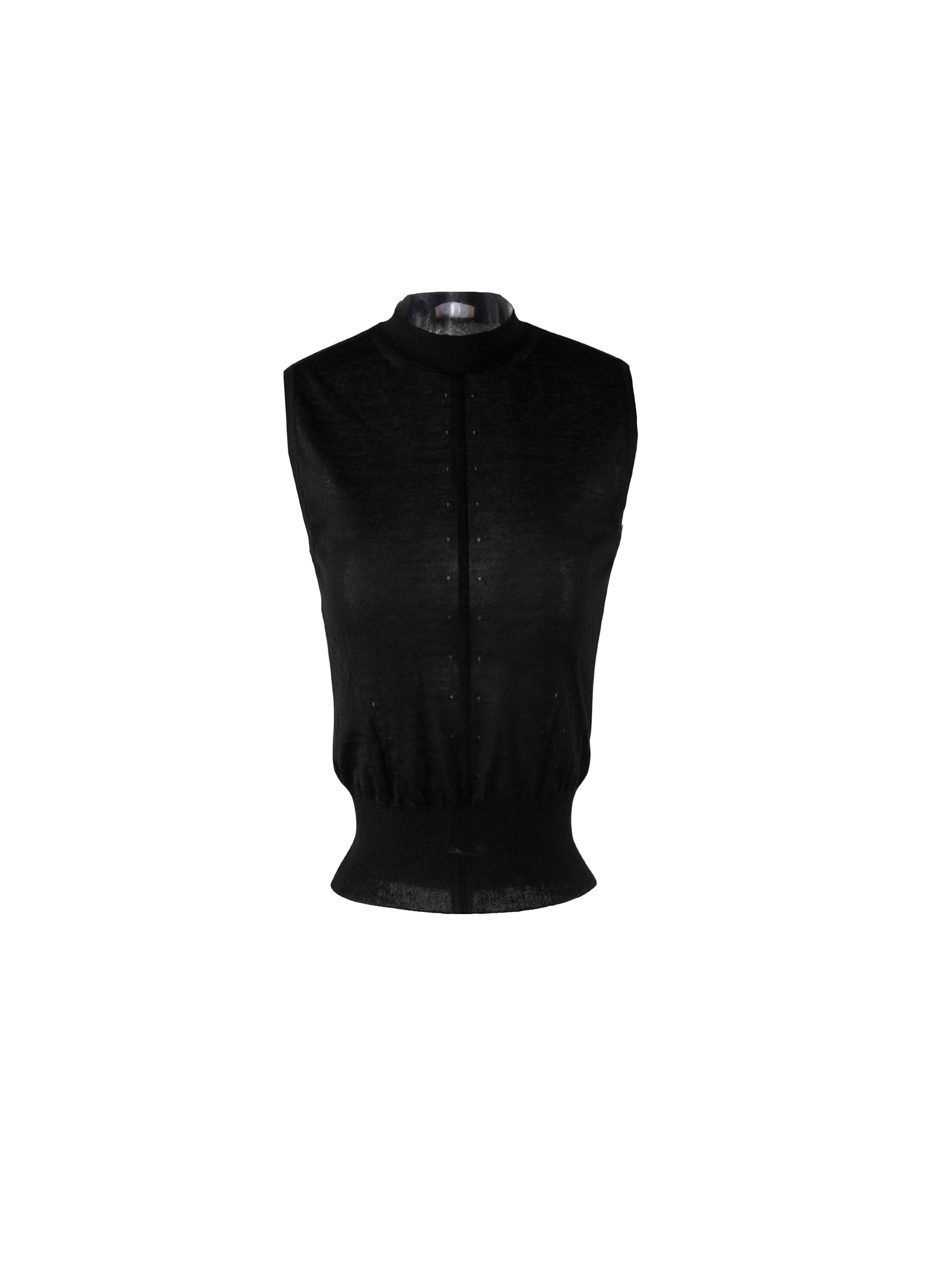Pull court sans manches en cachemire - Noir