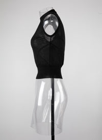 Pull court sans manches en cachemire - Noir