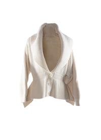 Sculptural wool shawl collar cardigan - Ivory