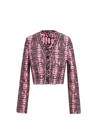 Cardigan court imprimé python - Noir & Rose