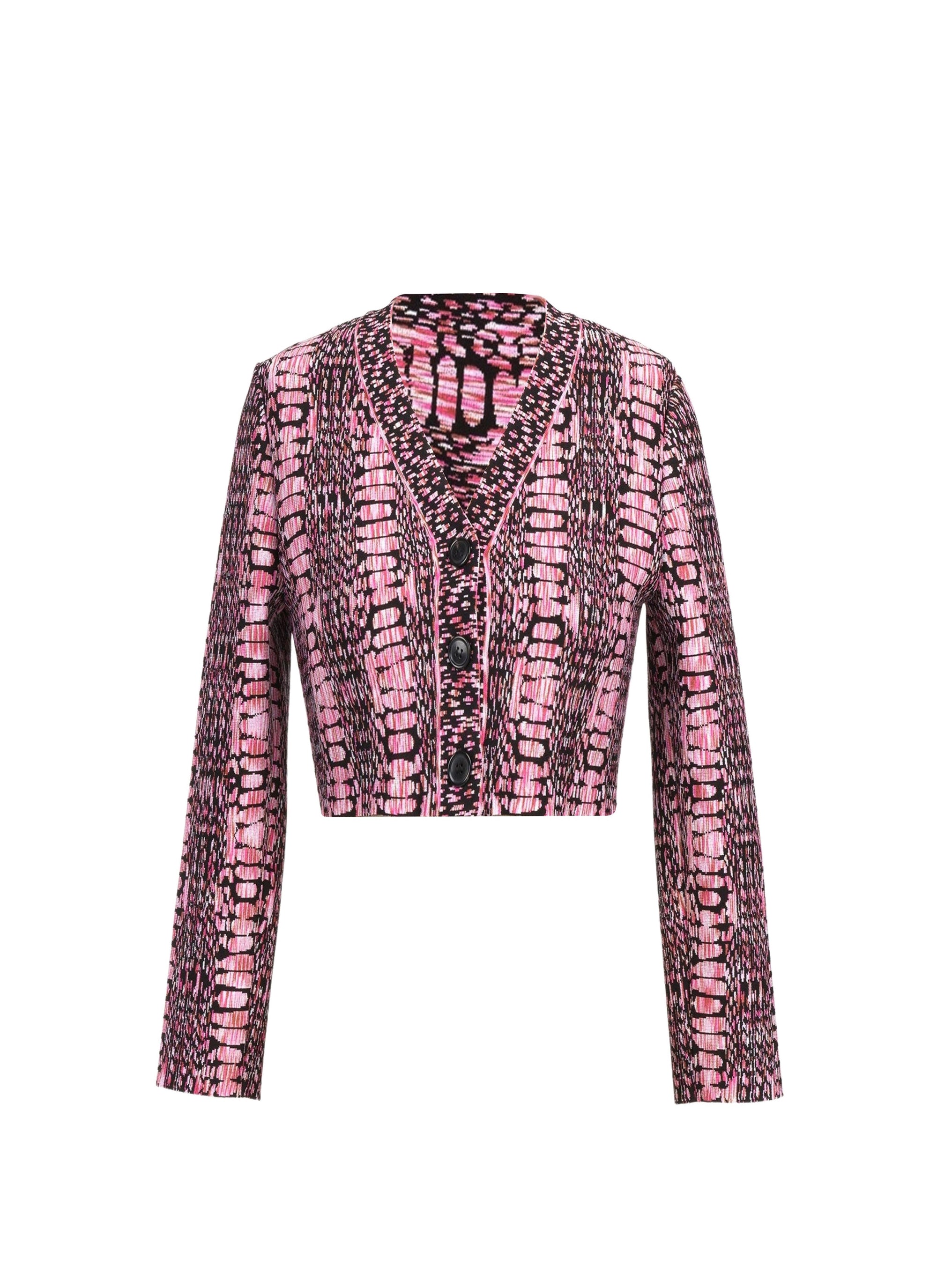 Cardigan court imprimé python - Noir & Rose
