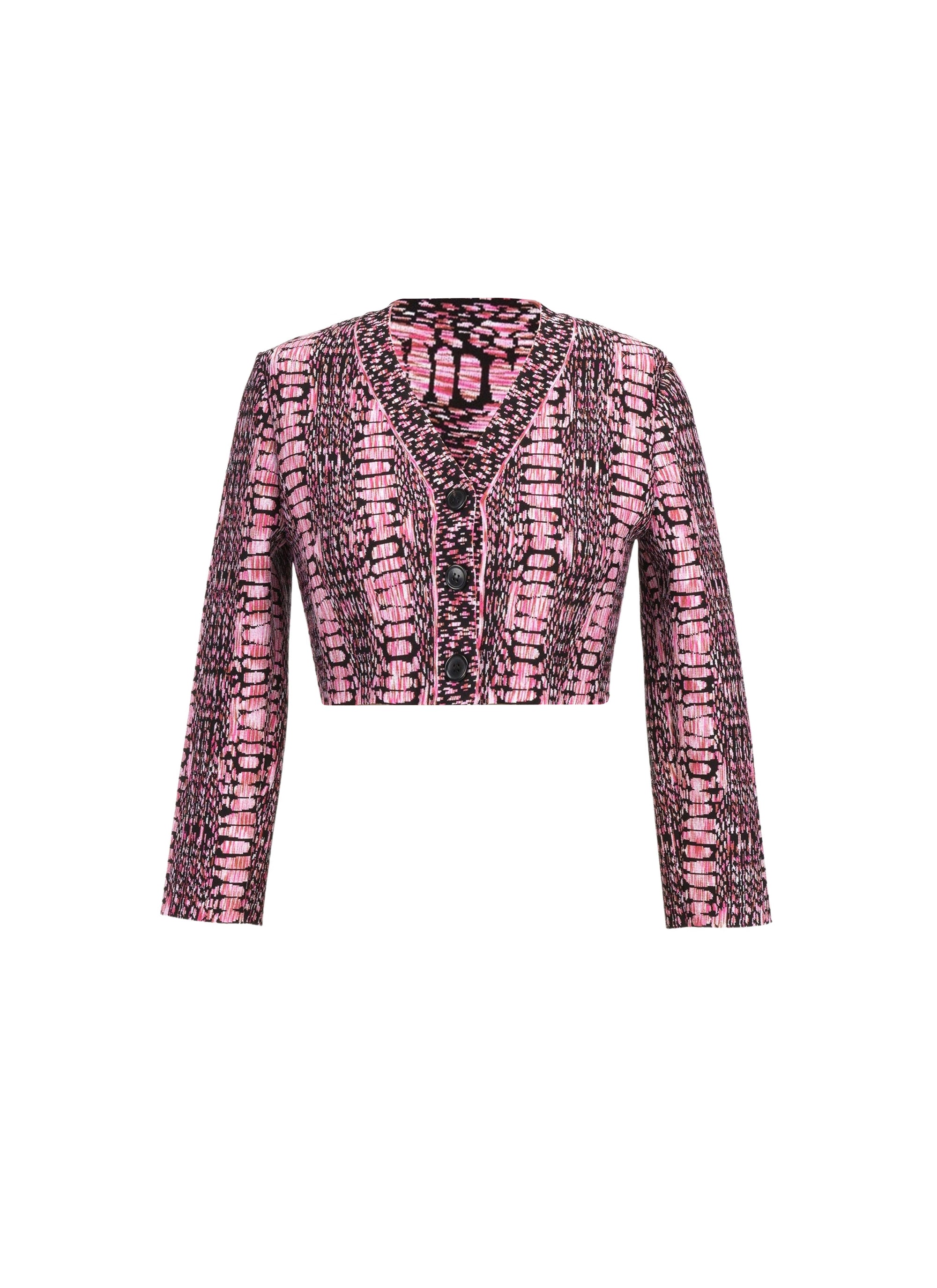 Python print cropped cardigan - Black & Pink
