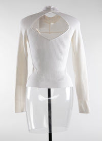 Long-sleeved halter jumper - White