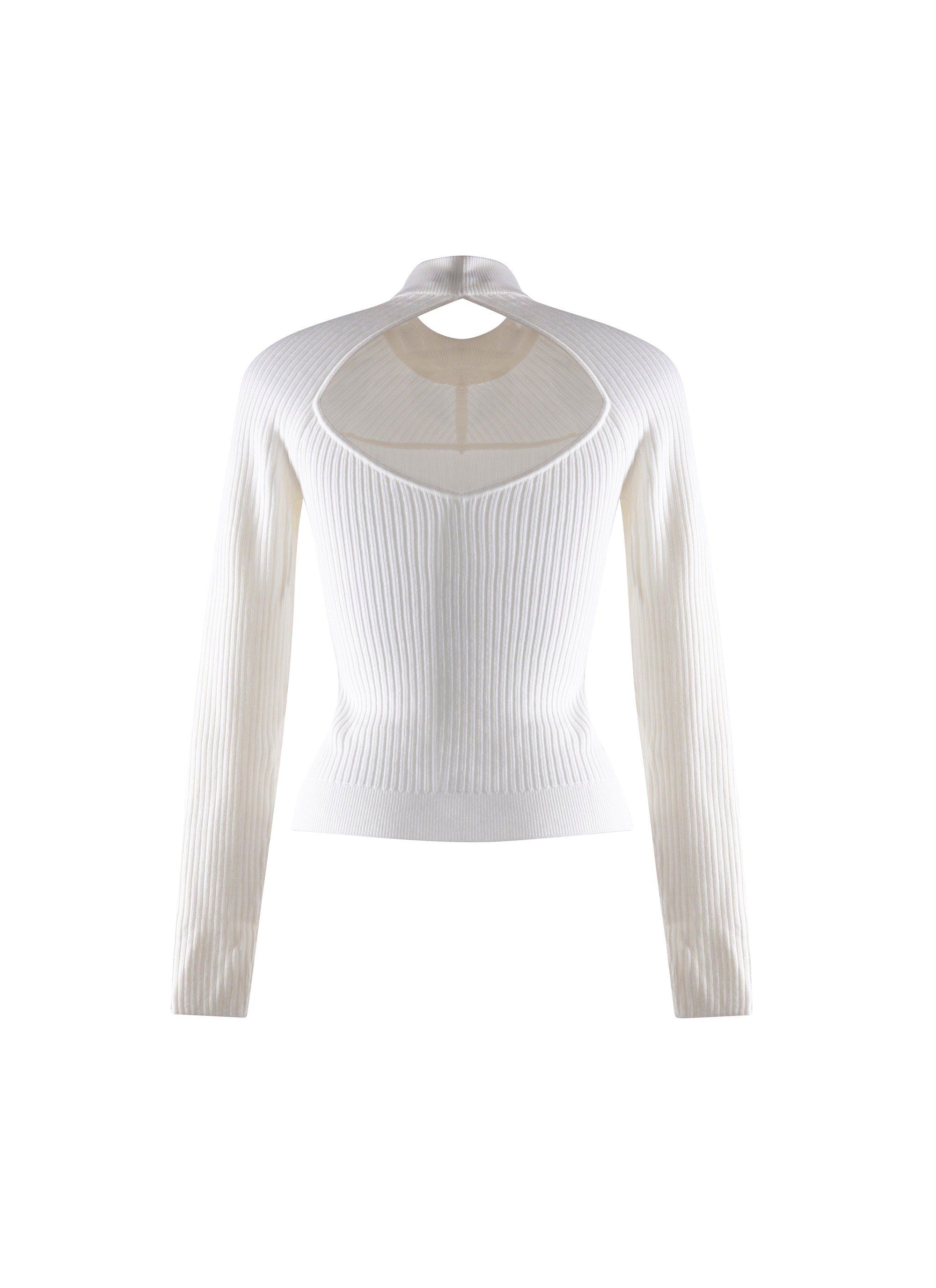 Long sleeve wool blend halter jumper - White