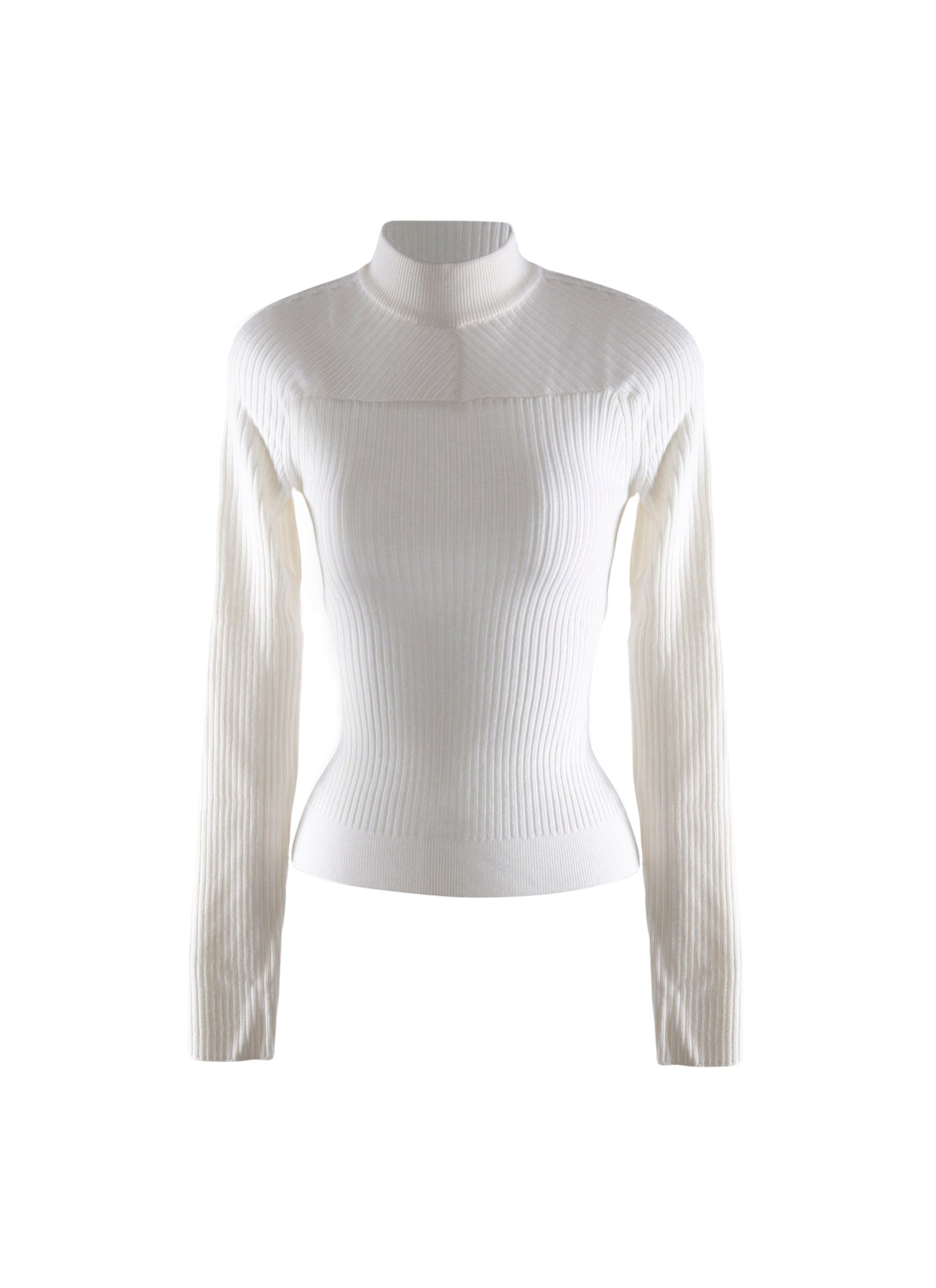 Long-sleeved halter jumper - White
