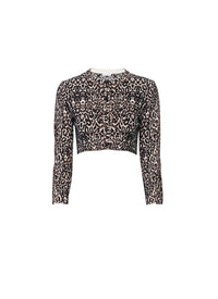 Cardigan à manches longues imprimé animal - Noir & Ivoire