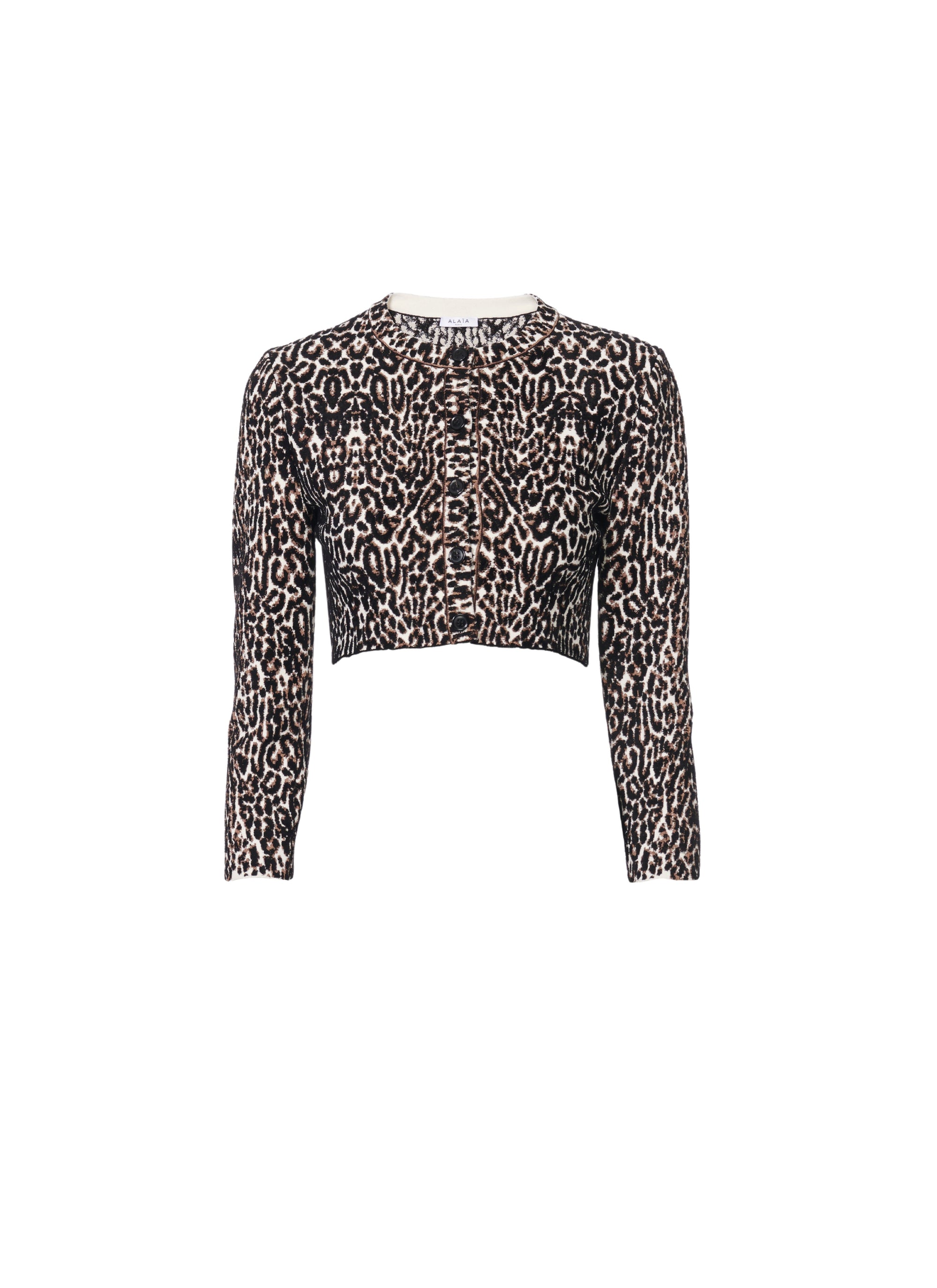 Cardigan à manches longues imprimé animal - Noir & Ivoire