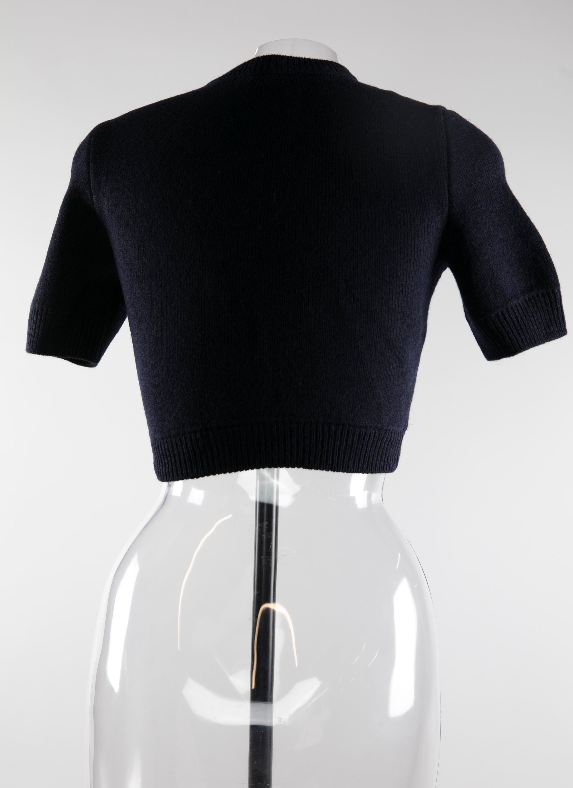 Wool short-sleeved jumper - Navy