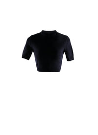 Wool short-sleeved jumper - Navy