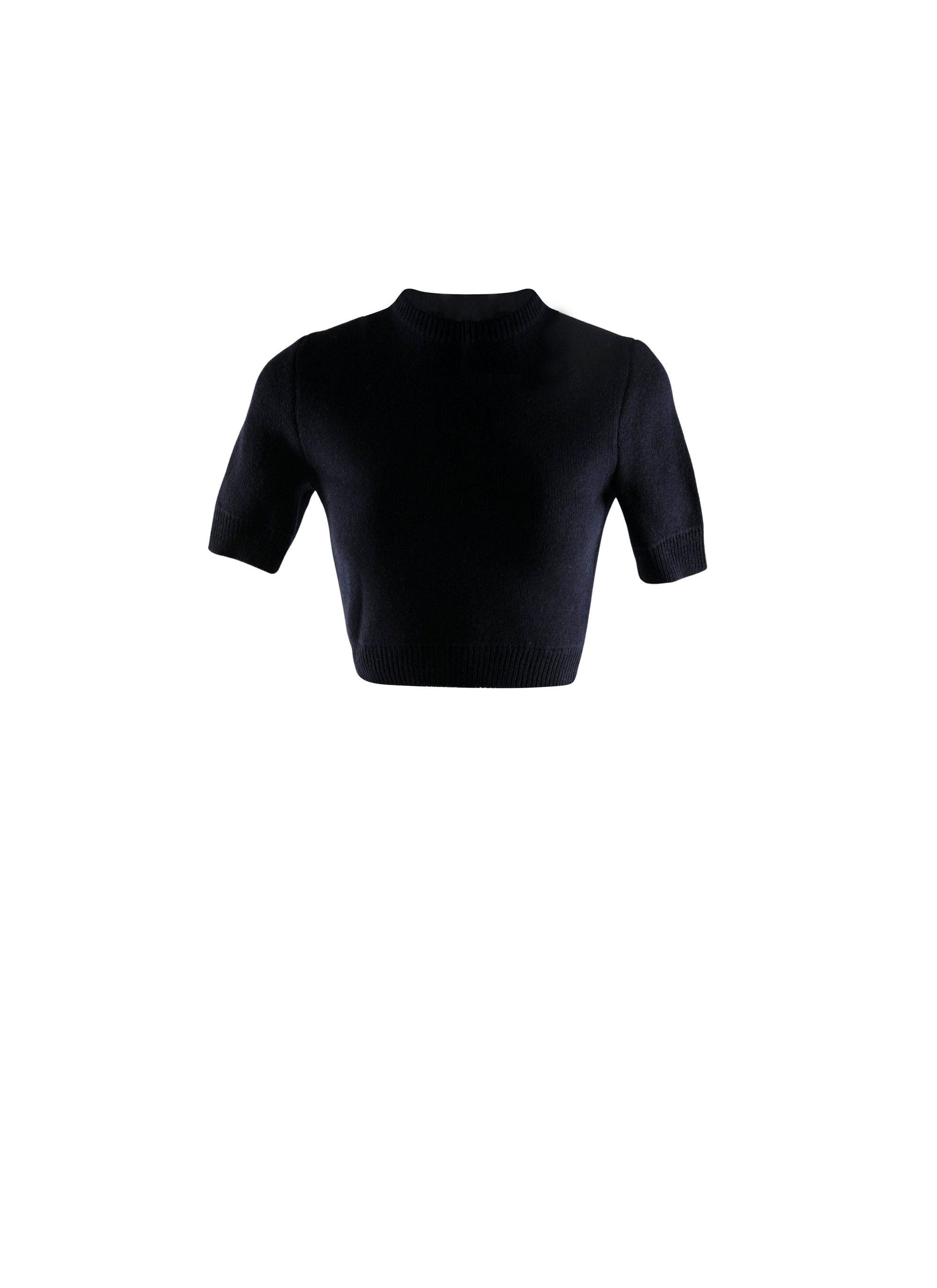 Wool short-sleeved jumper - Navy