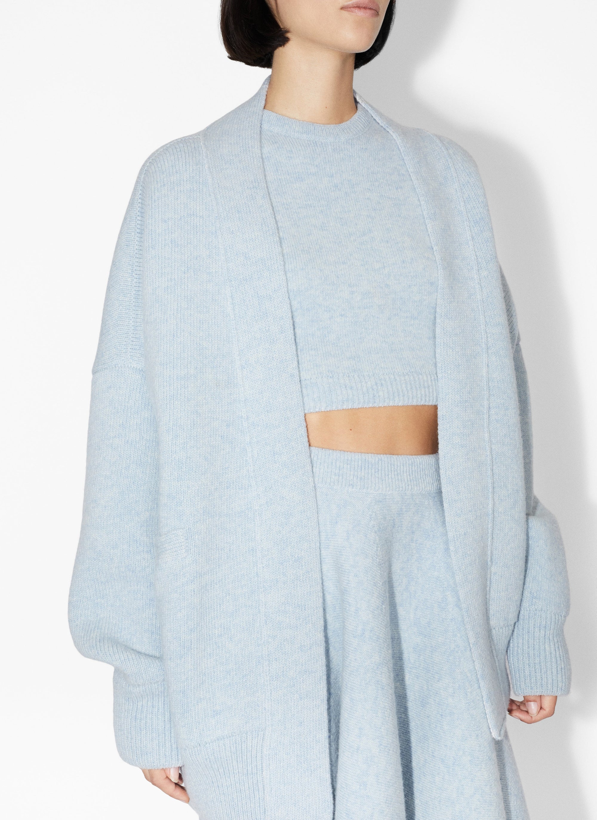 Wool short-sleeved jumper - Mottled Blue & White