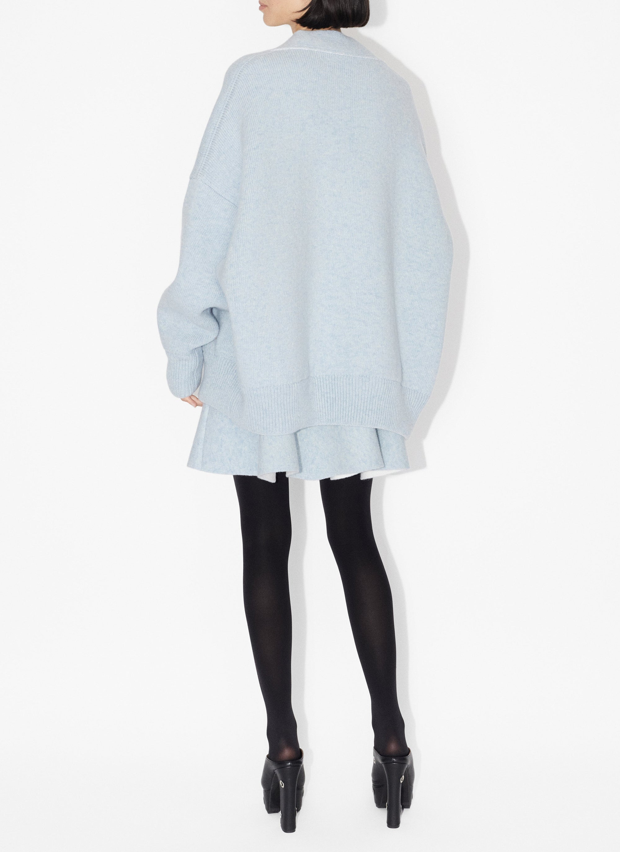 Wool short-sleeved jumper - Mottled Blue & White
