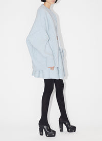 Wool short-sleeved jumper - Mottled Blue & White