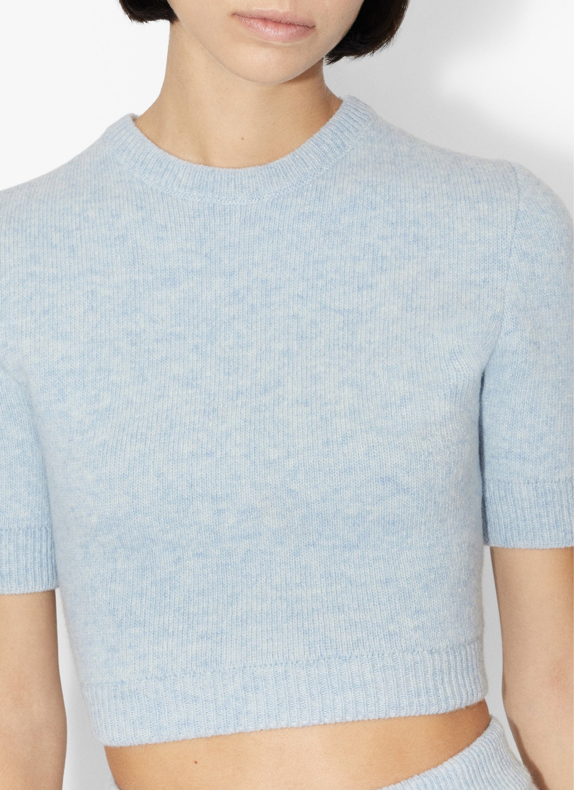 Wool short-sleeved jumper - Mottled Blue & White