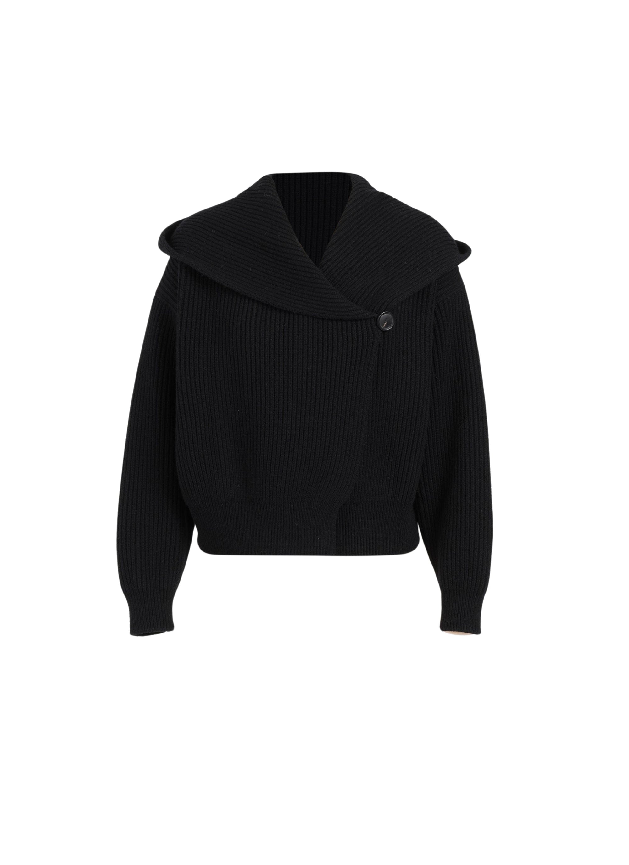 Cardigan à manches longues en laine - Noir
