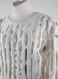 Pull à col haut en laine - Blanc