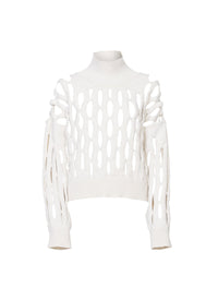 Pull col haut en laine - Blanc