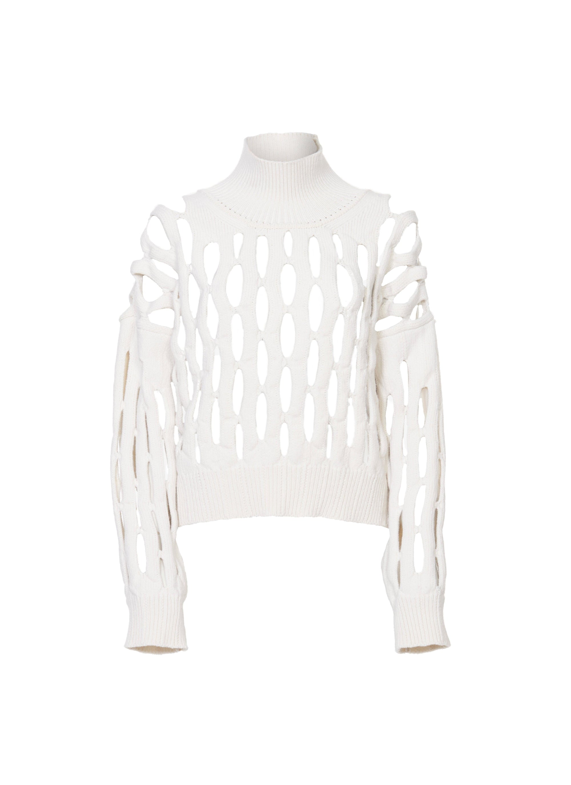 Pull col haut en laine - Blanc