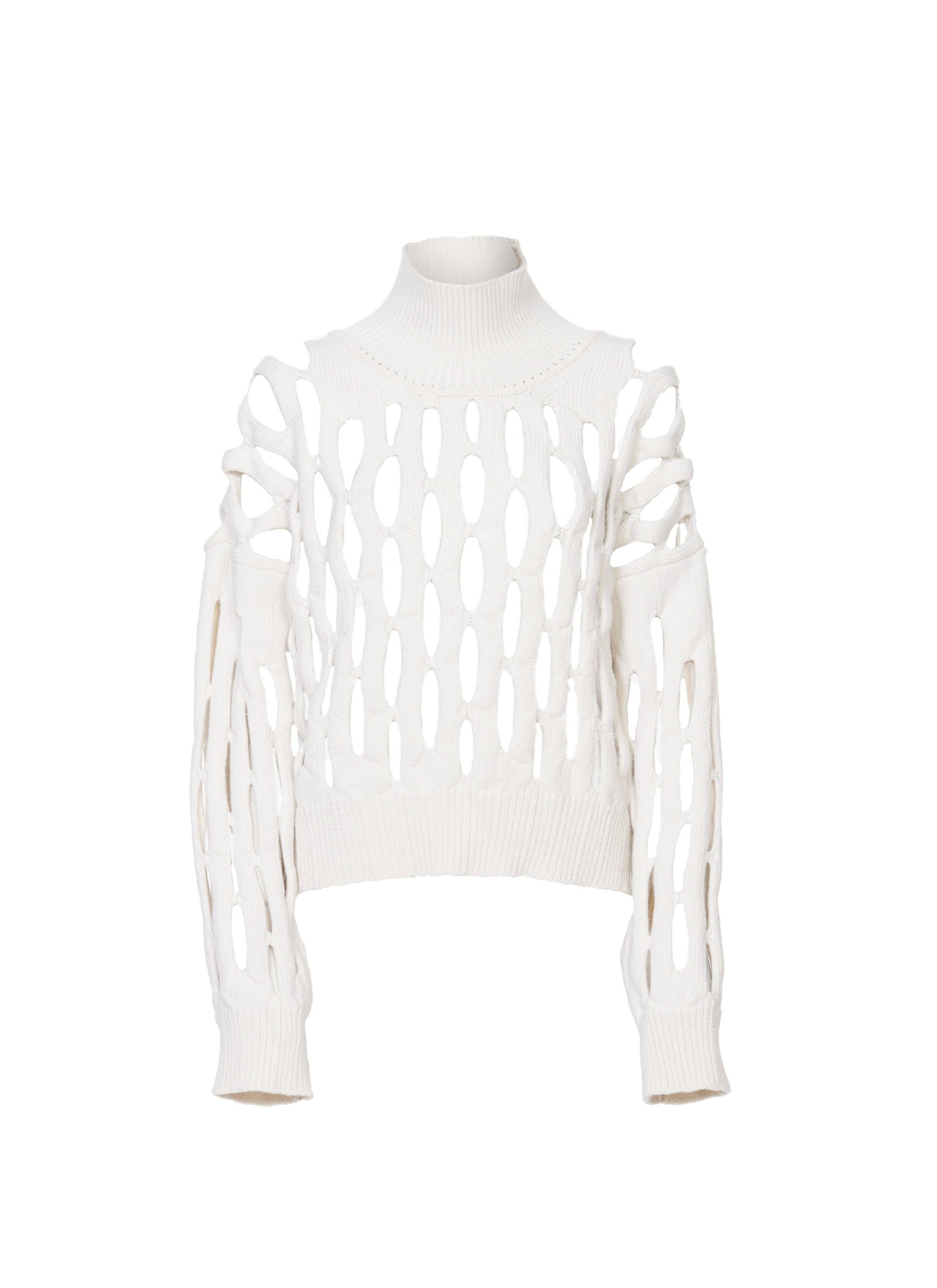 Pull à col haut en laine - Blanc