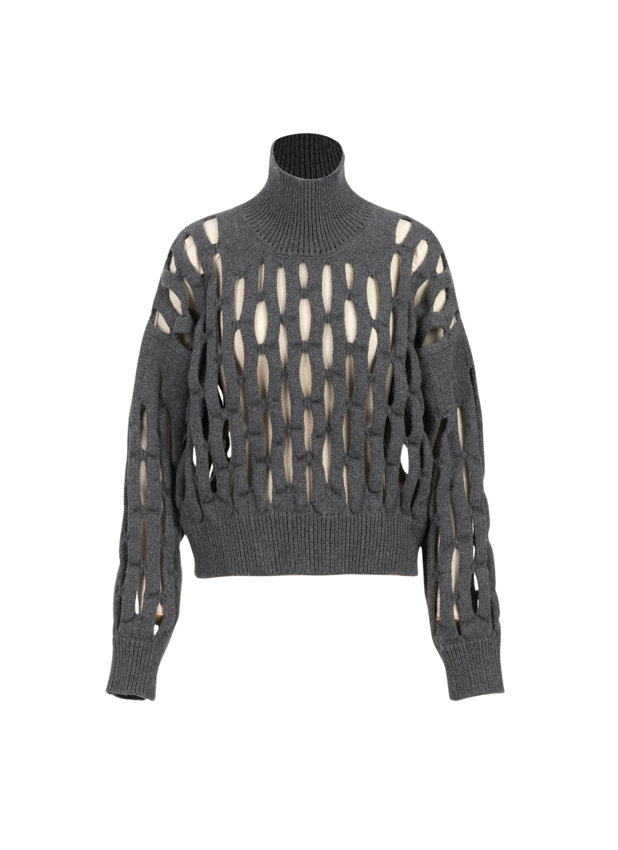 Pull col haut en laine - Gris Foncé