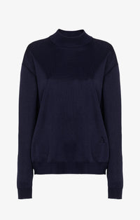 Pull à col roulé brillant - Marine