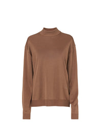 Pull à col roulé brillant - Camel foncé