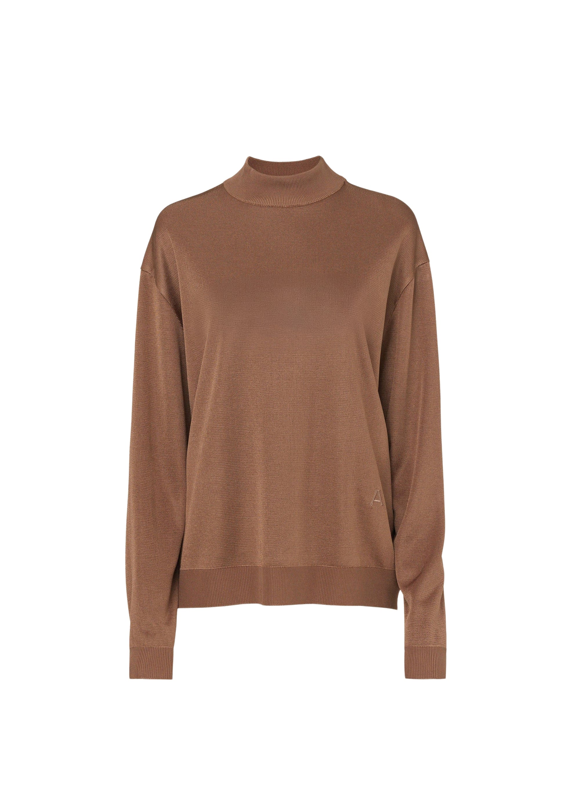 Pull à col roulé brillant - Camel foncé