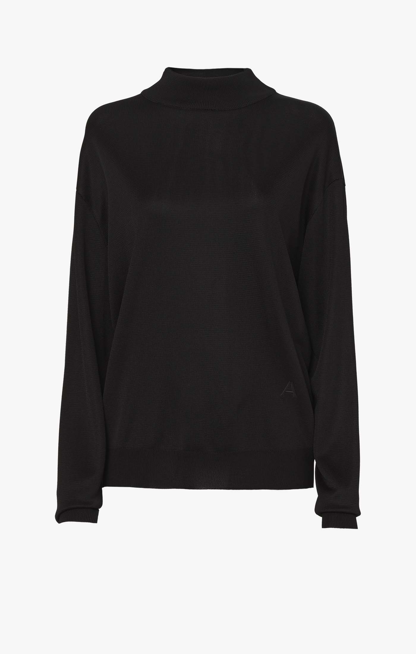 Pull à col roulé brillant - Noir Alaïa