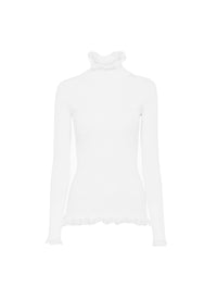 Ruffle Crino High Neck Sweater - Optic White