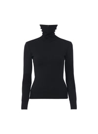 Pull à col roulé minimaliste en laine - Noir Alaïa