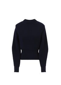 English ribbed jumper in wool and cashmere - Navy