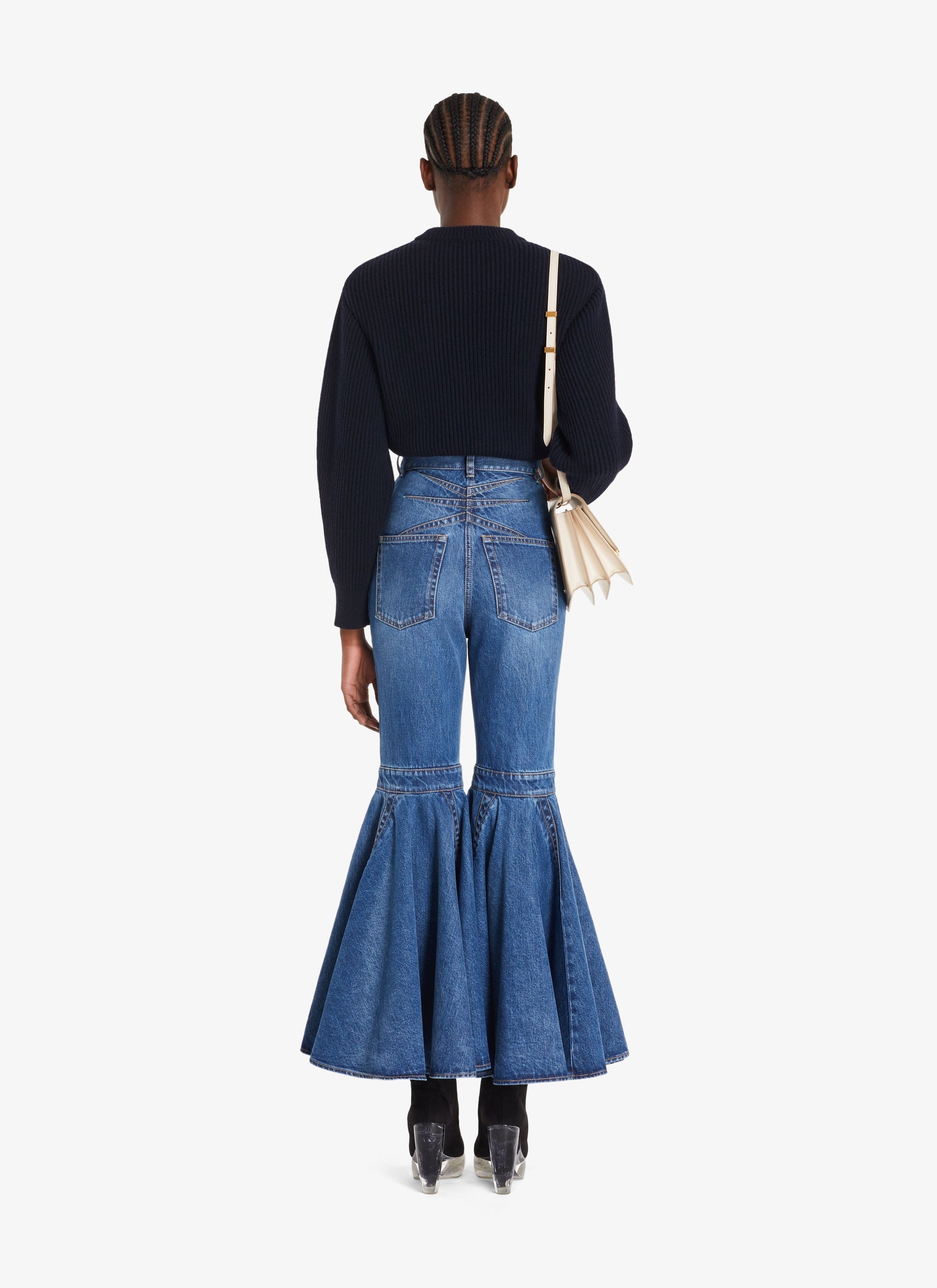 English ribbed jumper in wool and cashmere - Navy
