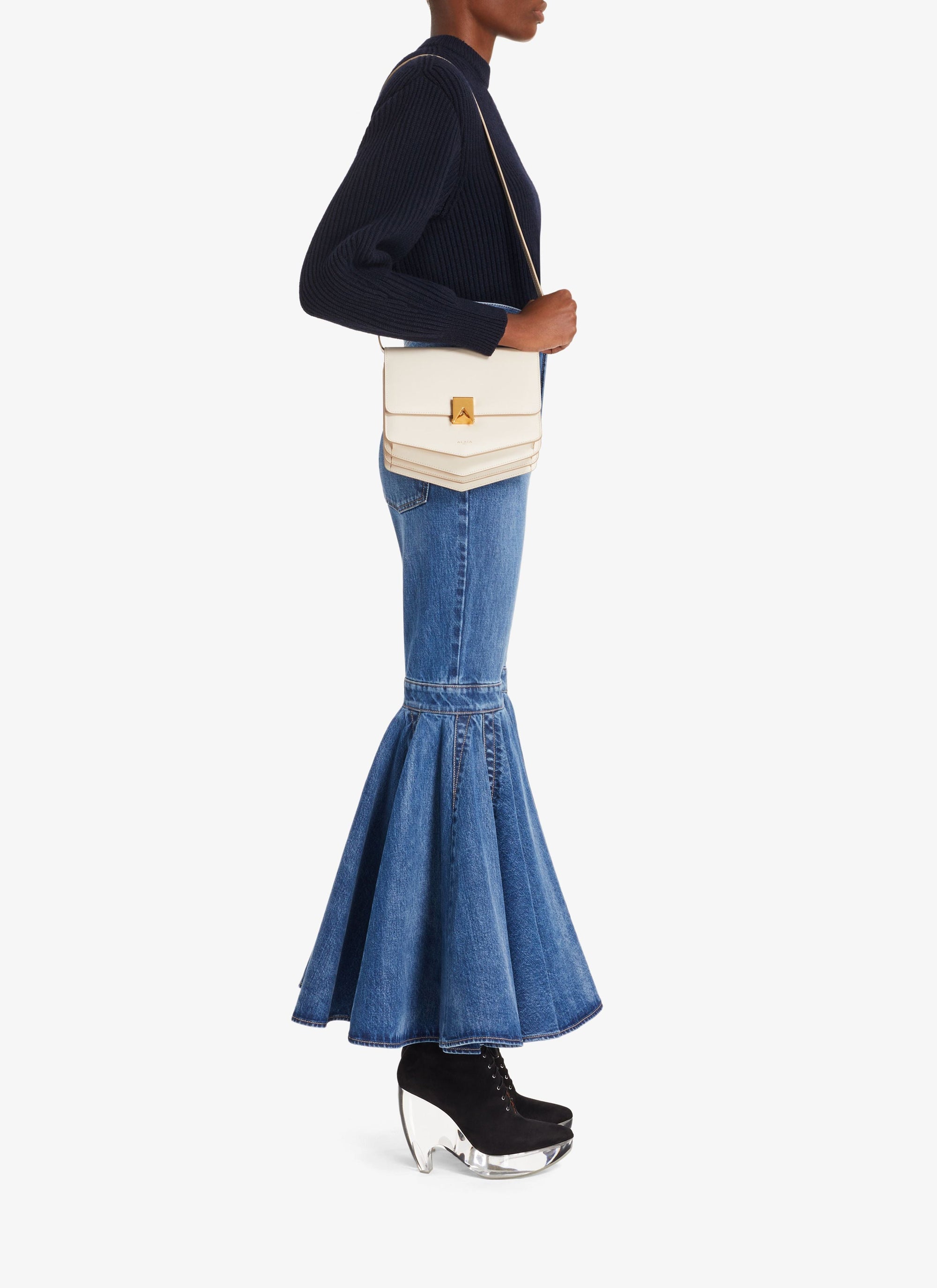 English ribbed jumper in wool and cashmere - Off-white