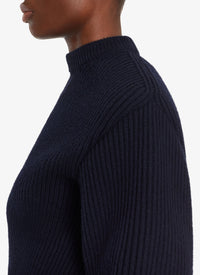 English ribbed jumper in wool and cashmere - Navy