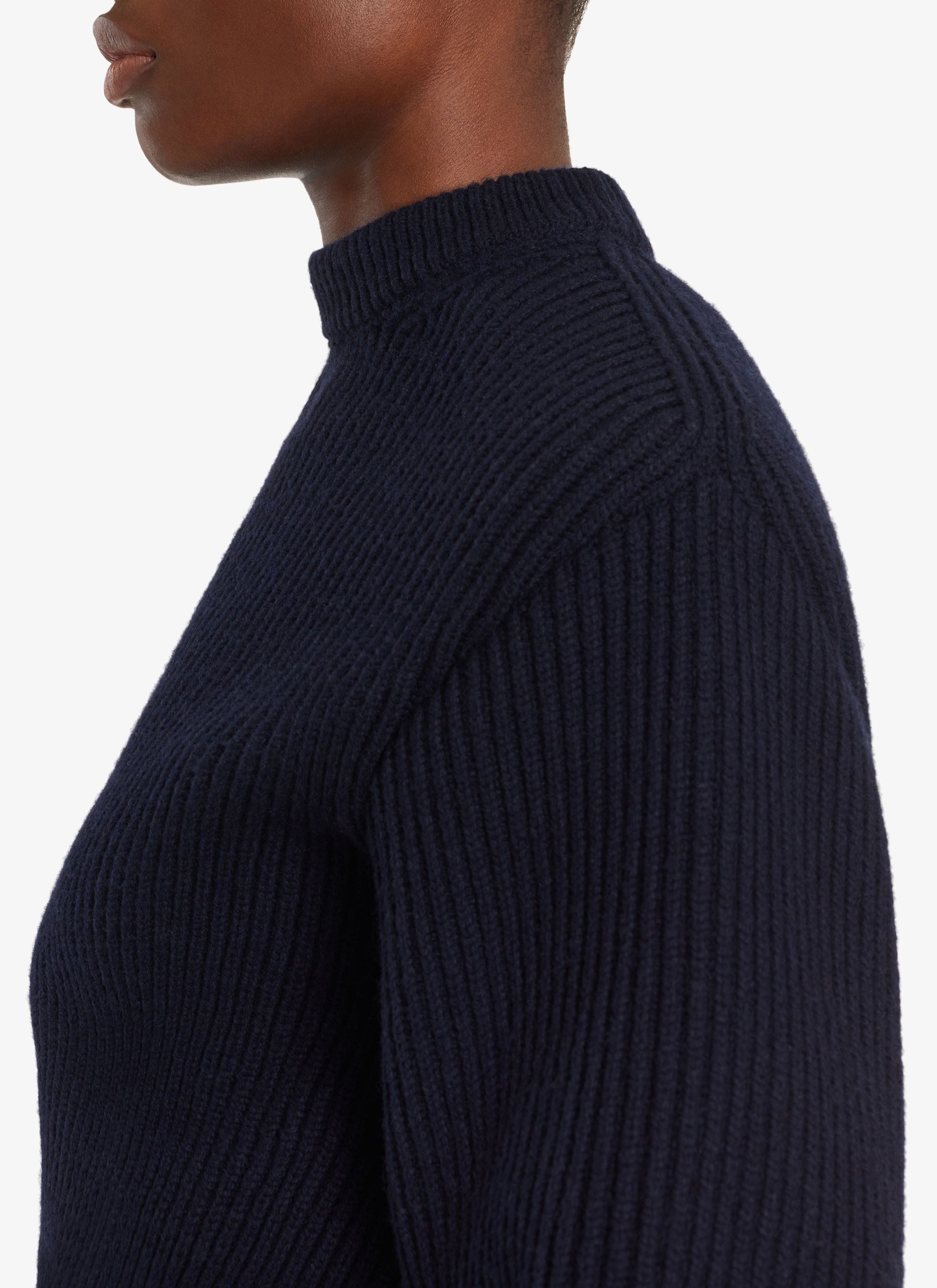 English ribbed jumper in wool and cashmere - Navy