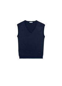 Pull col V sans manche - Marine