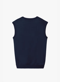 Pull col V sans manche - Marine