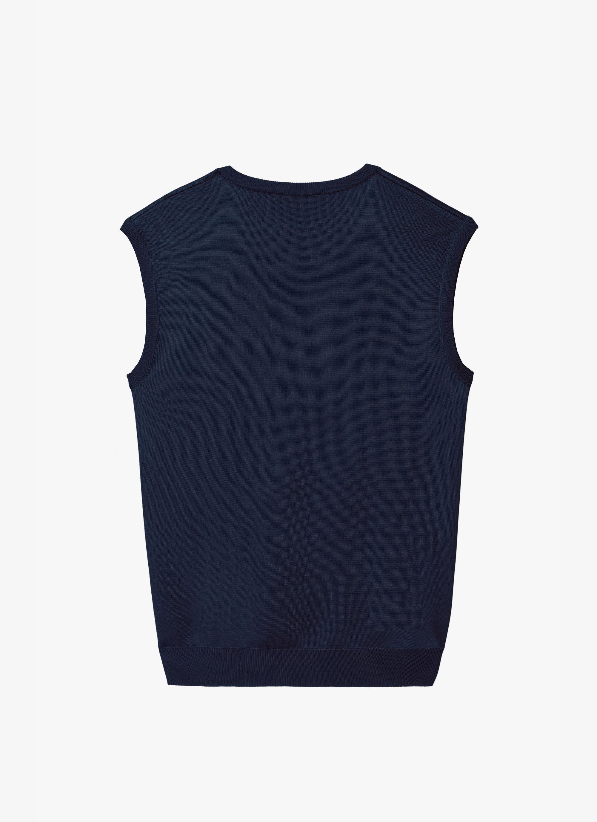 Pull col V sans manche - Marine