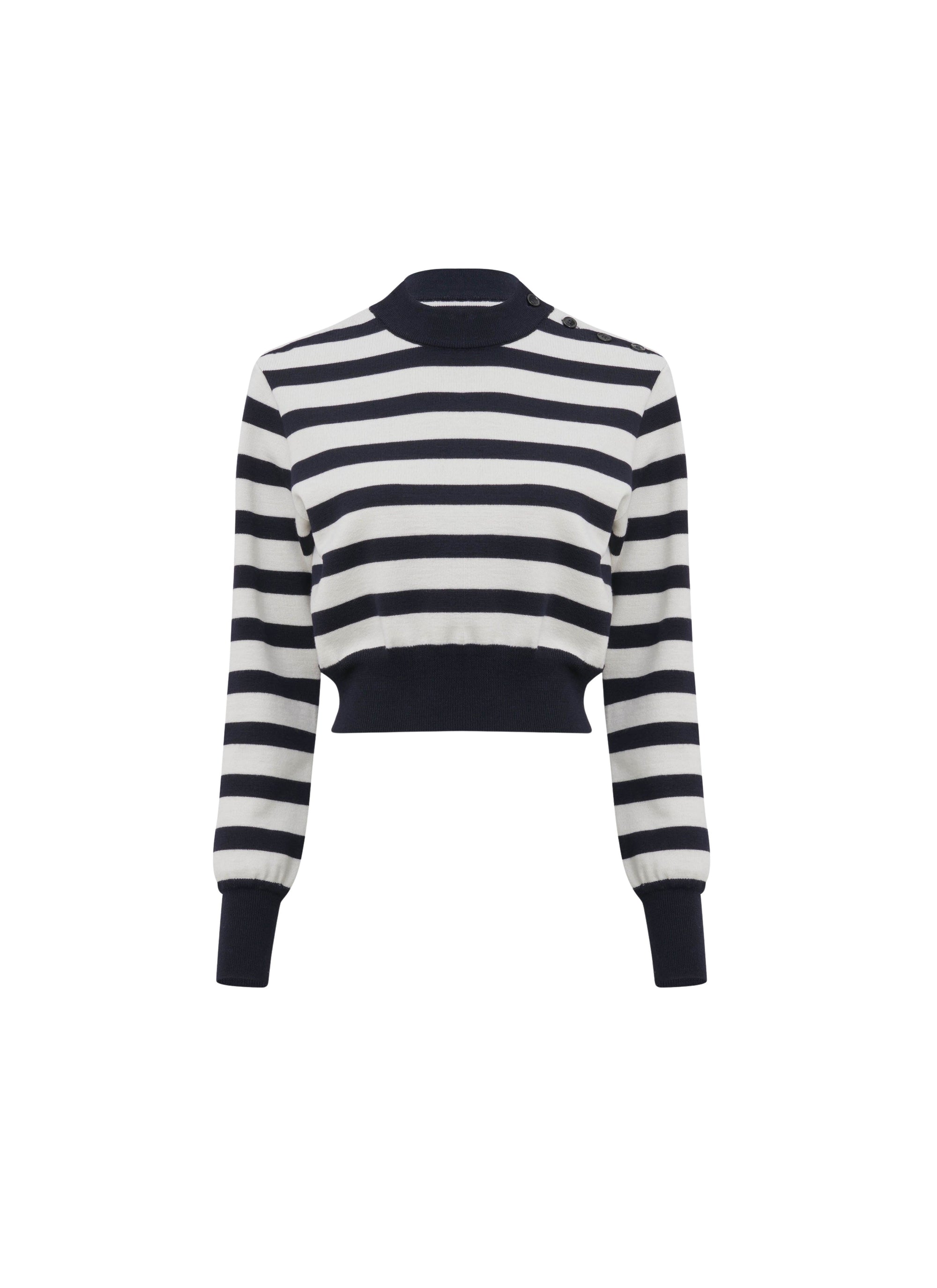 Pull rayé en laine - Marine & Ivoire