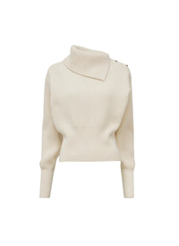 Pull côtelé en laine et cachemire - Naturel