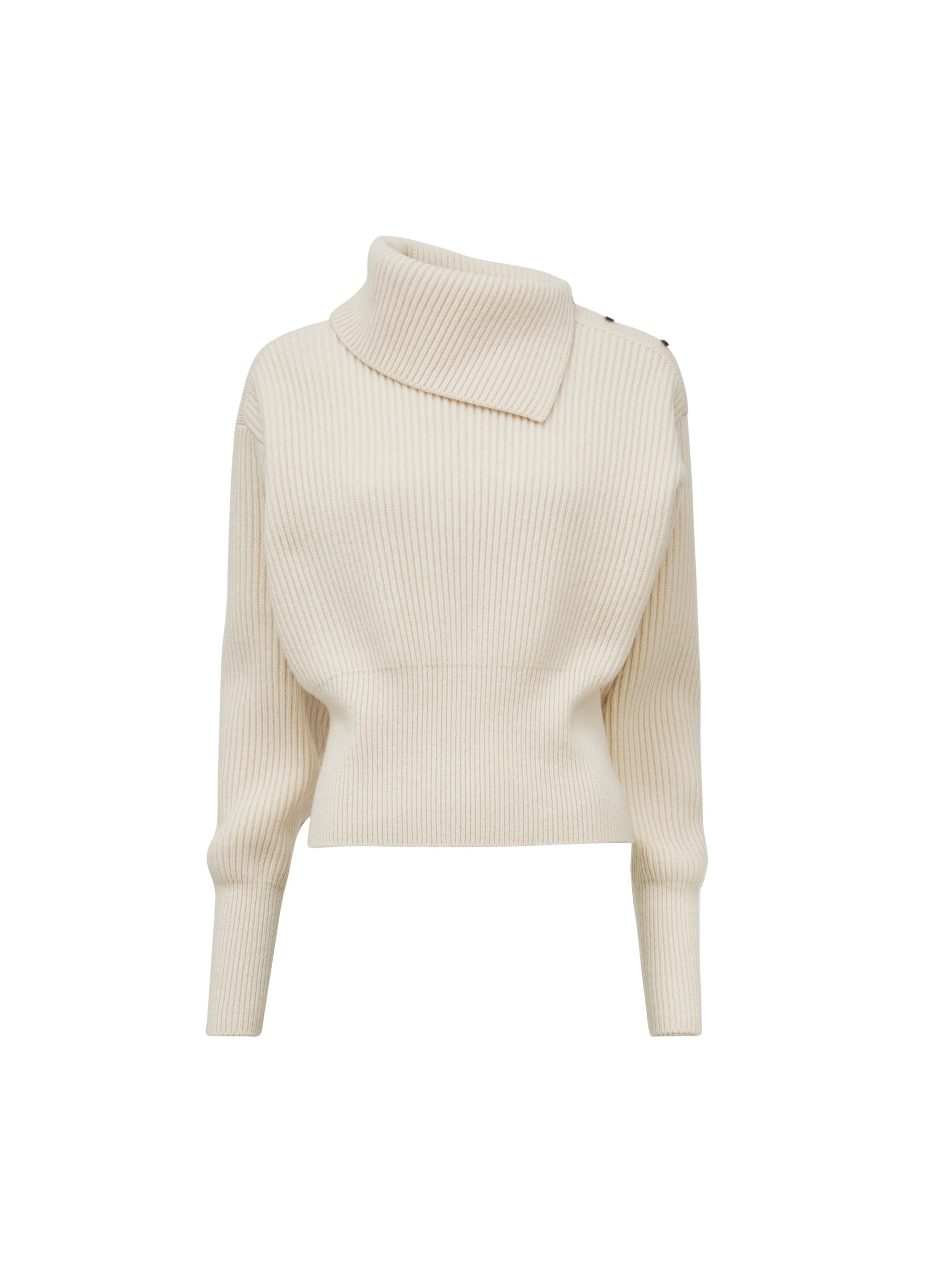 Pull côtelé en laine et cachemire - Naturel