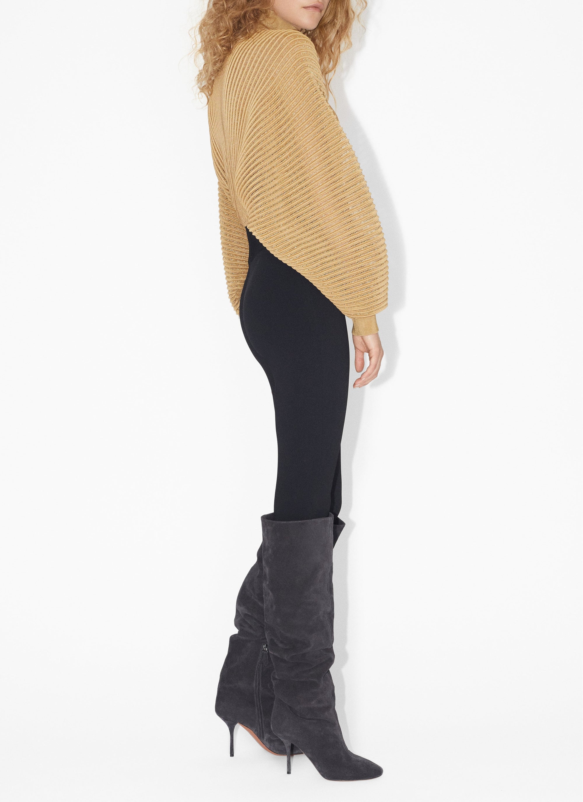 Pull en transparence en dentelle - Or